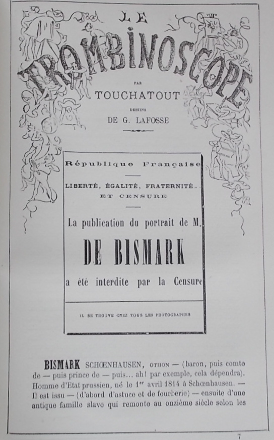 TOUCHATOUT (Léon Bienvenu, dit) Le Trombinoscope. Dessins de G. Lafosse. Paris, Dépot général de vente, (1872-1876). – Image 2