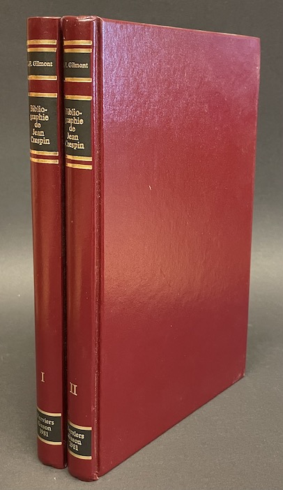 GILMONT (Jean-François) Bibliographie des éditions de Jean Crespin (1550-1572). Verviers, Librairie P. M. Gason, 1981.