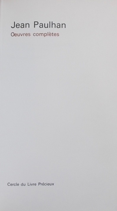 PAULHAN (Jean) Oeuvres complètes. Paris, Cercle du Livre Précieux, 1966. – Image 2