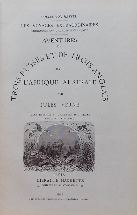 VERNE (Jules) Aventures de 3 russes et de 3 anglais dans l'Afrique australe. Paris, Hachette (coll. "Hetzel - Les mondes connus et inconnus"), 1923. – Image 2
