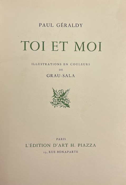 GERALDY (Paul) Toi et moi. Paris, Piazza, 1952. – Image 3