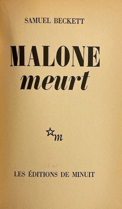 BECKETT (Samuel) Malone meurt. Roman. Paris, Editions de Minuit, 1951. – Image 2