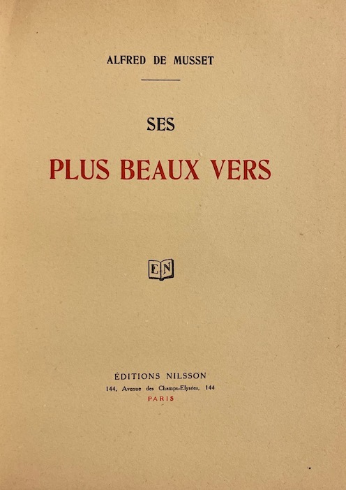 MUSSET (Alfred de) Ses plus beaux vers. Paris, Nilsson (coll. "Lotus"), sans date. – Image 2