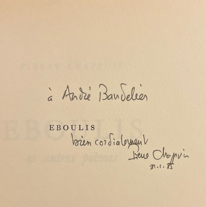 CHAPPUIS (Pierre) Eboulis et autres poèmes. Liasse, A l'Imprimerie Quotidienne, 1984. – Image 2