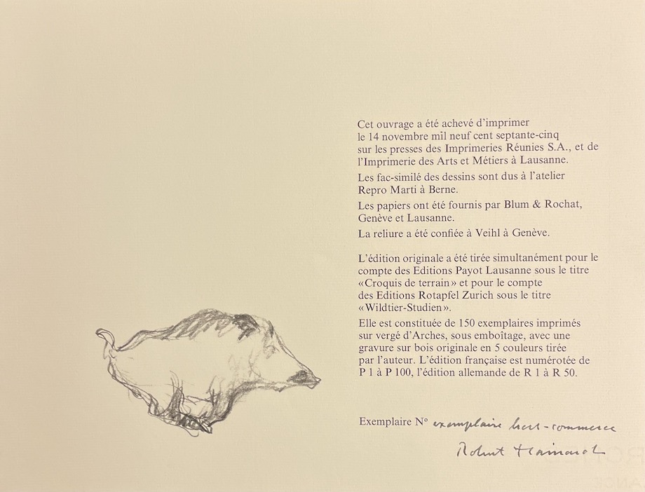 HAINARD (Robert) Croquis de terrain. Lausanne, Payot, 1975. – Image 3