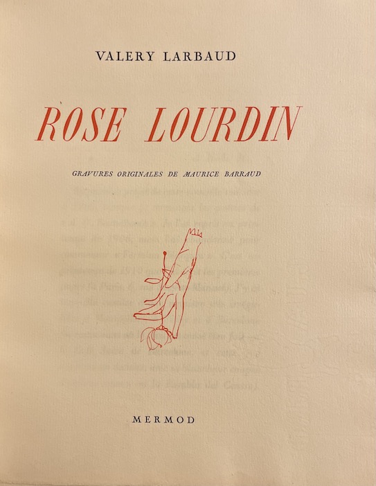 LARBAUD (Valery) Rose Lourdin. Lausanne, Mermod, 1945. – Image 2