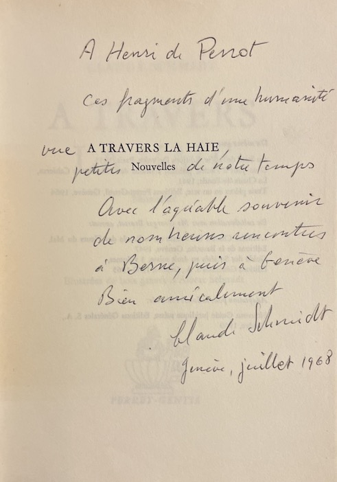 SCHMIDT (Claude). À travers la haie. Genève, Perret-Gentil, 1968. – Image 2