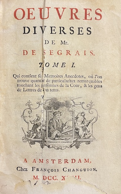 SEGRAIS (Jean Renaud de) Oeuvres diverses. Amsterdam, François Changuion, 1723. – Image 2