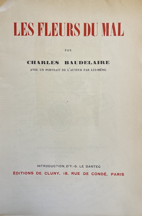 BAUDELAIRE (Charles) Les fleurs du mal. Paris, Editions de Cluny, 1933. – Image 2