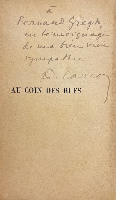 CARCO (Francis) Au coin des rues. Contes. Paris, Crès & Cie, 1922. – Image 2